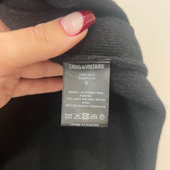 $230 Zadig & Voltaire Black Cashmere Jona MWC Studded Tank Top size Small - Picture 9 of 9